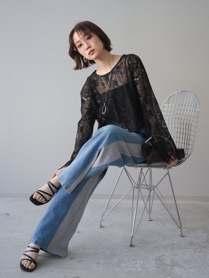 [SET]2WAYスリーブレーストップス+2WAYスリーブレーストップス(2set)