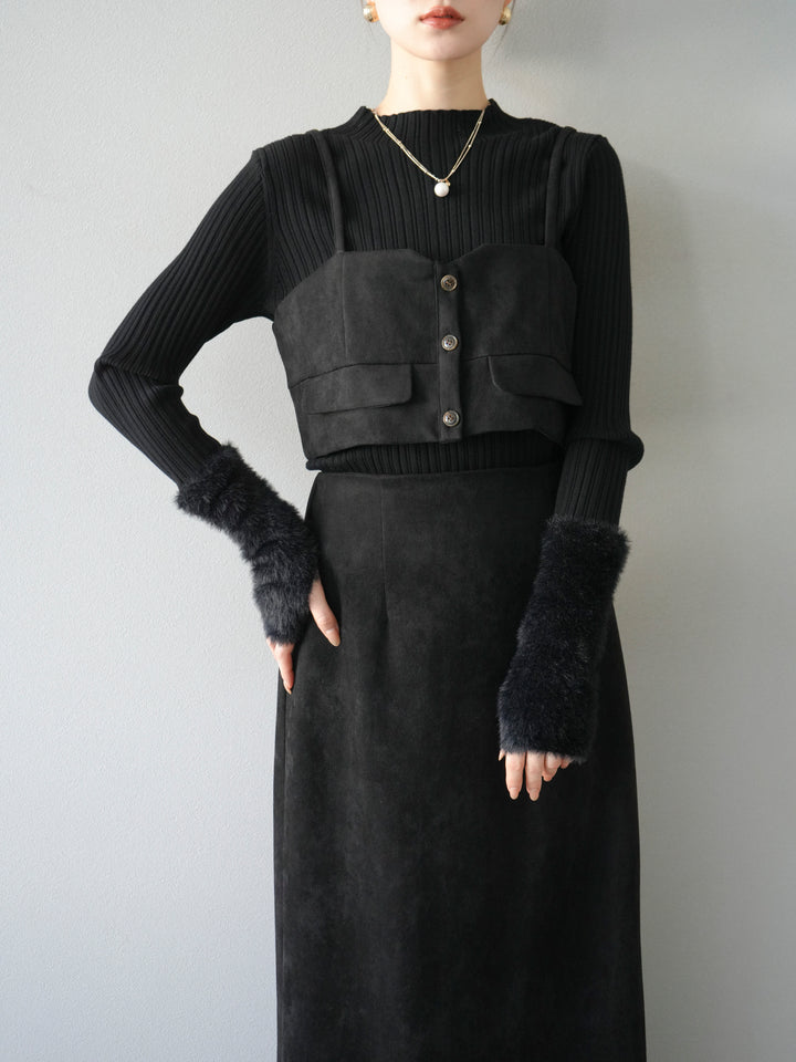 [予約]スウェードビスチェ/ブラック