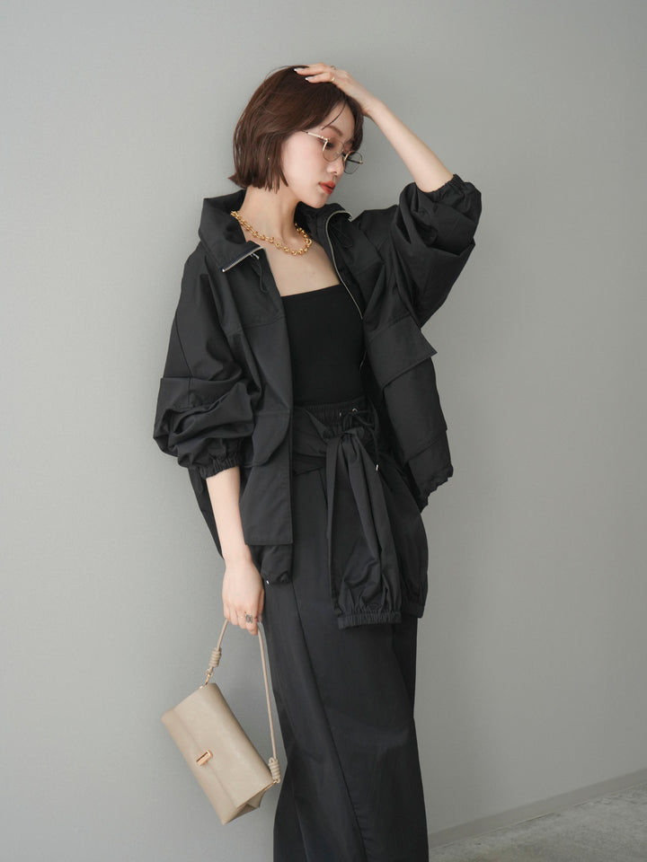 [予約]ビッグポケットコットンナイロンジップブルゾン/black