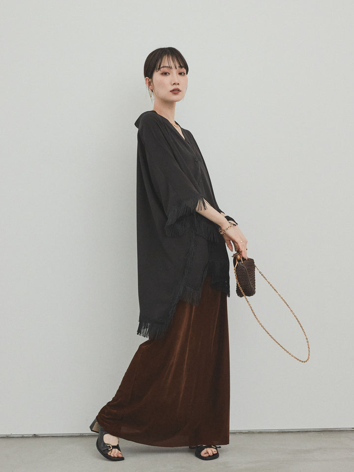 [予約]ベロアナロースカート/モカブラウン