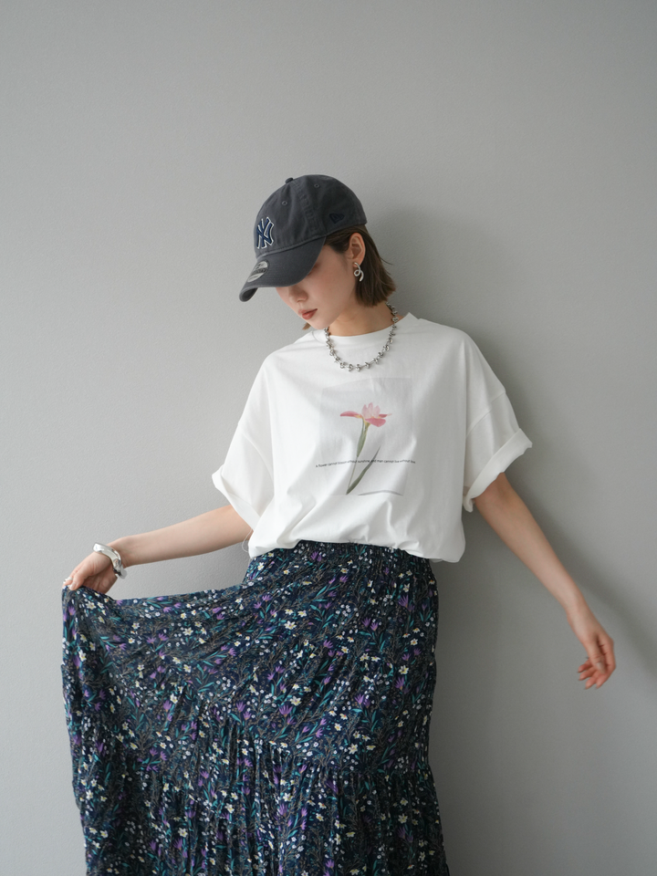 [予約]フラワーフォトビッグTシャツ/オフ2