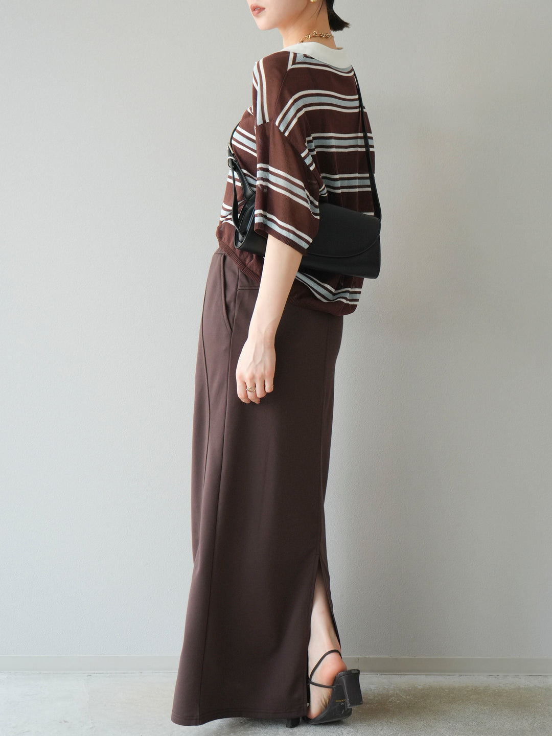 [予約]スウェットロングスカート/ブラウン