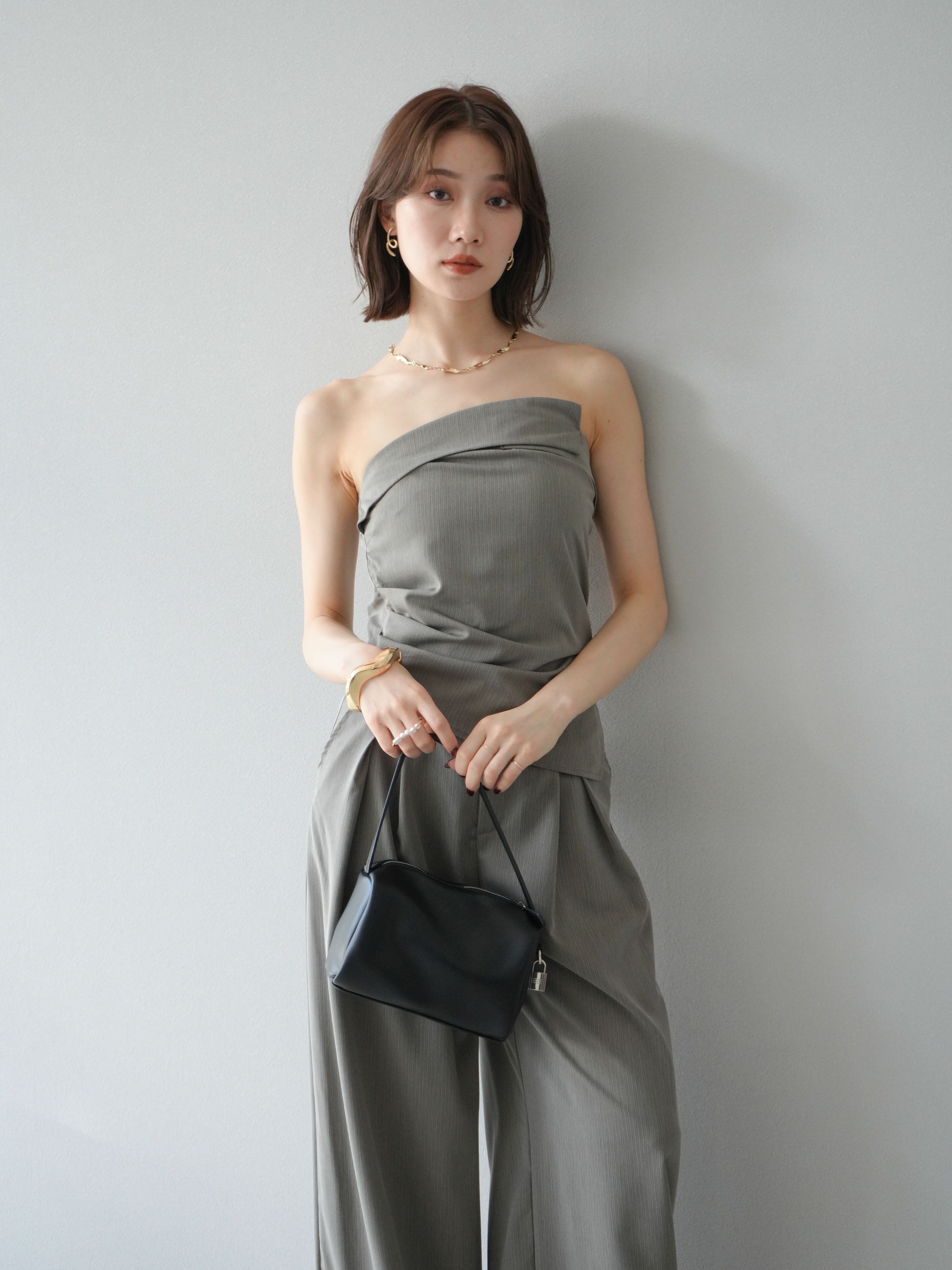 SET]ストライプタックベアトップ＆ワイドパンツSET UP(2set) – Lumier