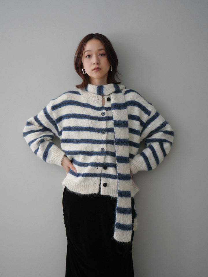 [SET]ボウタイ付きボーダーニットプルオーバー+ボウタイ付きボーダーニットプルオーバー(2set)