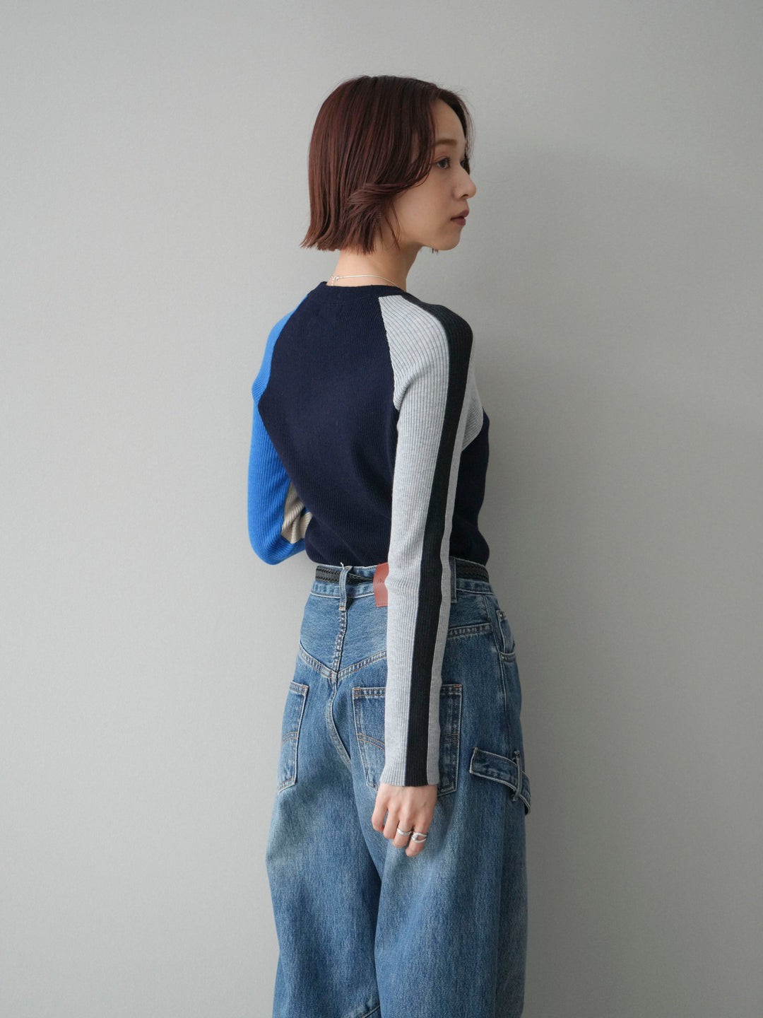 [SET]バイカラーラグランニットトップス+選べるアクセセット(2set)