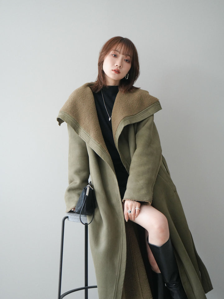 [予約]BIGカラームートンコート/khaki