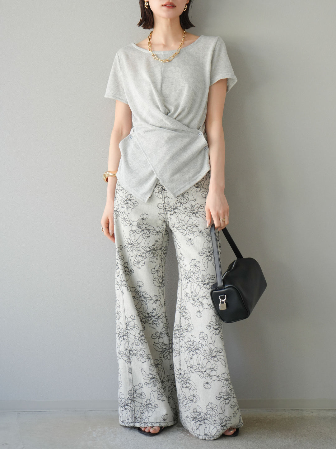 [預購] Cache-Coeur 薄紗針織套頭衫/灰色