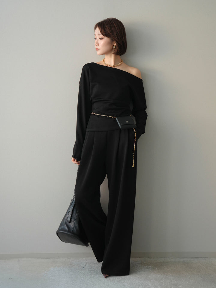 [SET]ライトポンチワンショルタックトップス＆パンツSETUP