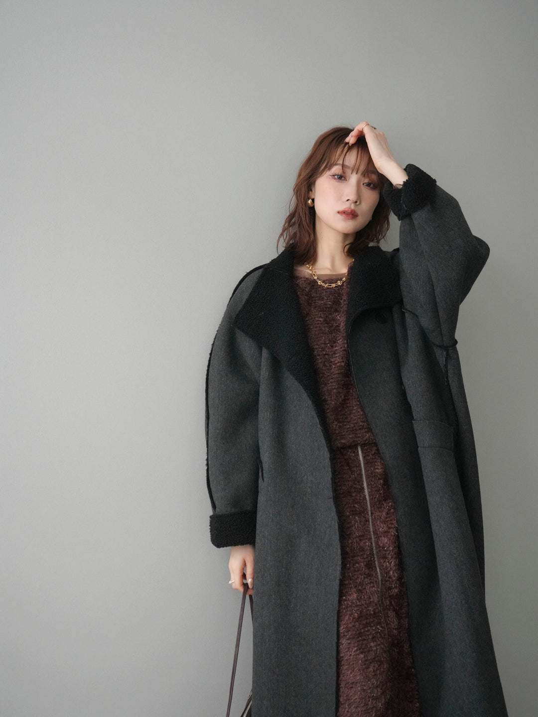 [予約]アウトシーム裏ボアコート/black