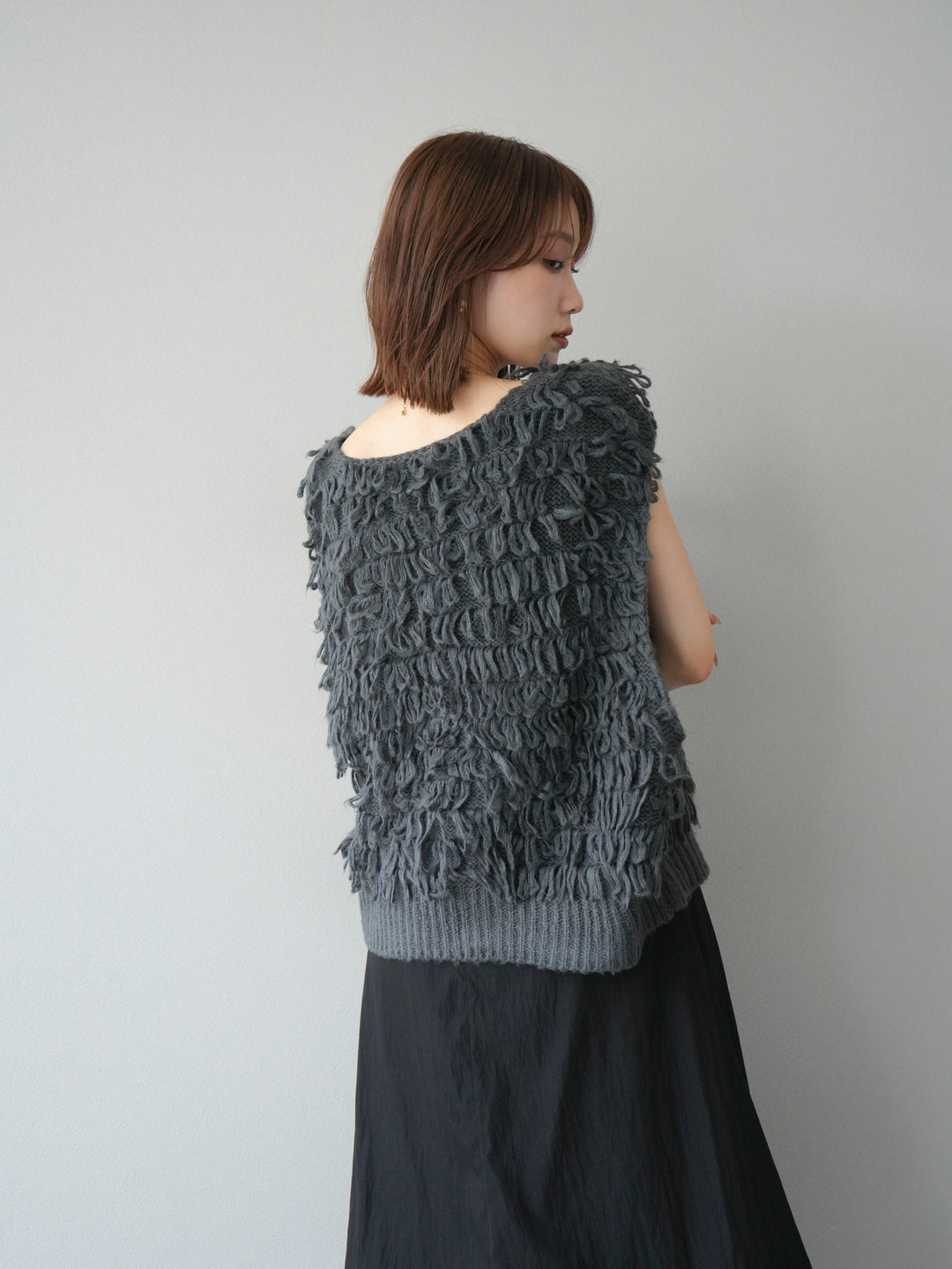 [予約]ループデザインベスト/チャコール