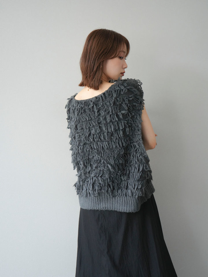 [予約]ループデザインベスト/チャコール