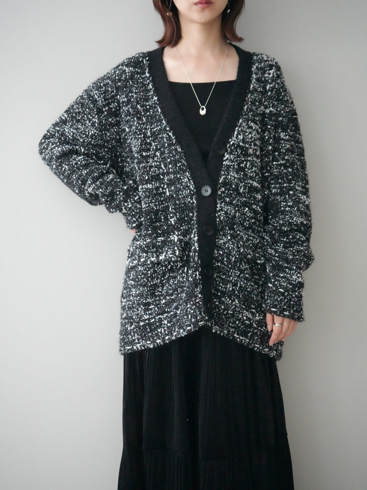 [SET]モールネップニットカーディガン+ベロアティアードワッシャースカート(2set)
