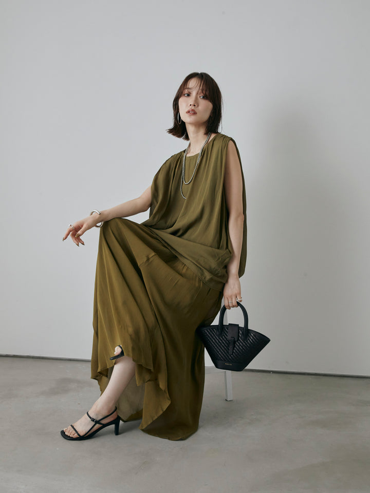 [預購] 透視褶肩襯衫/綠色