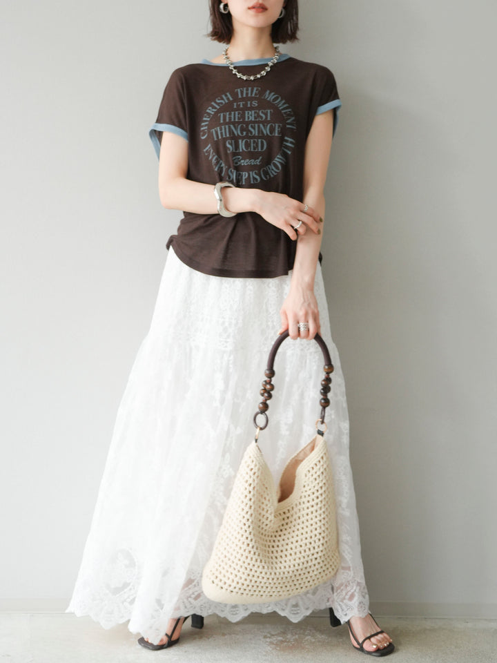 [予約]レースフレアスカート/ホワイト