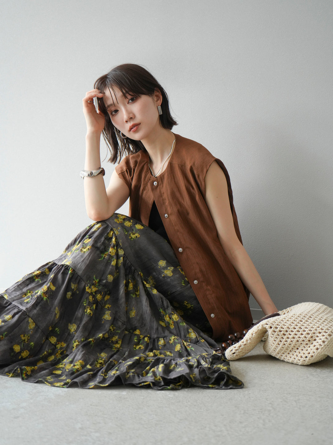 [予約]リネンライクドロストバルーンブルゾン/ブラウン