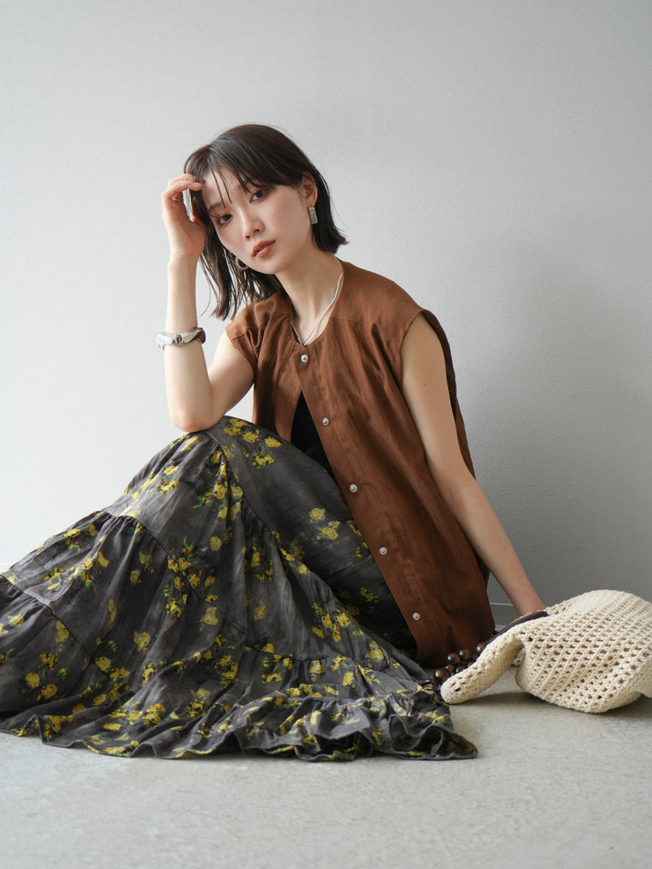 [予約]リネンライクドロストバルーンブルゾン/ブラウン