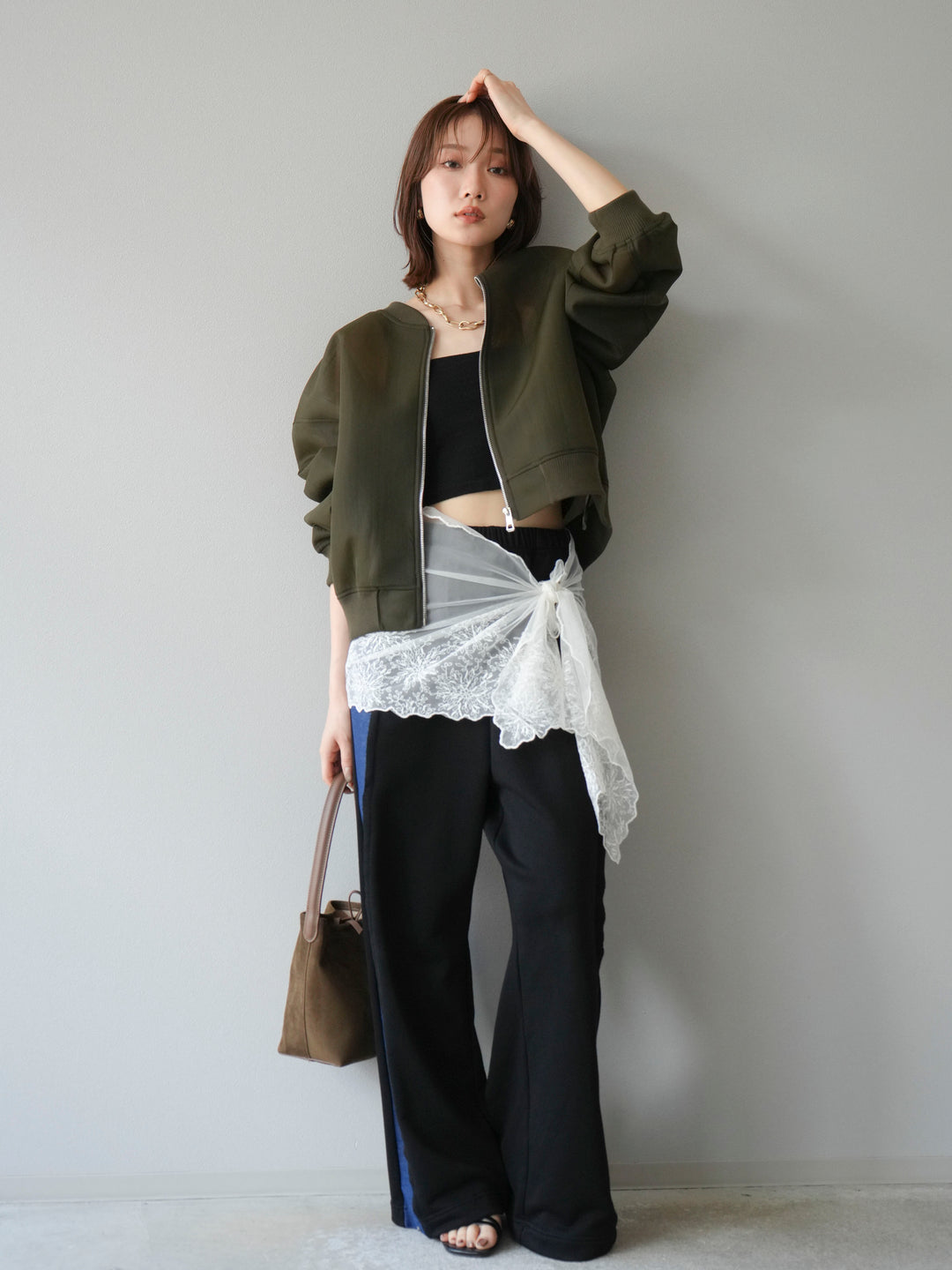 [予約]デニム切替2WAYデザインスウェットパンツ/ブラック