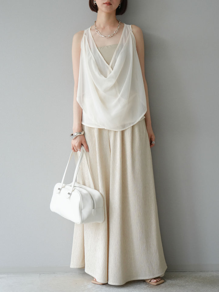 [予約]シアードレープレイヤードノースリーブトップス/ホワイト