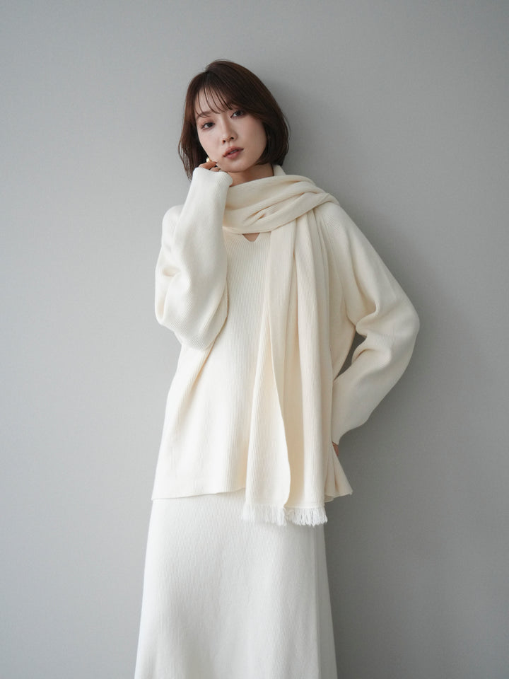 [SET]ストール付キーネックニットSET UP