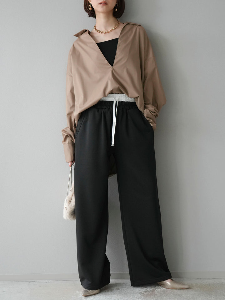 [予約]ダブルウエストスウェットパンツ/ブラック