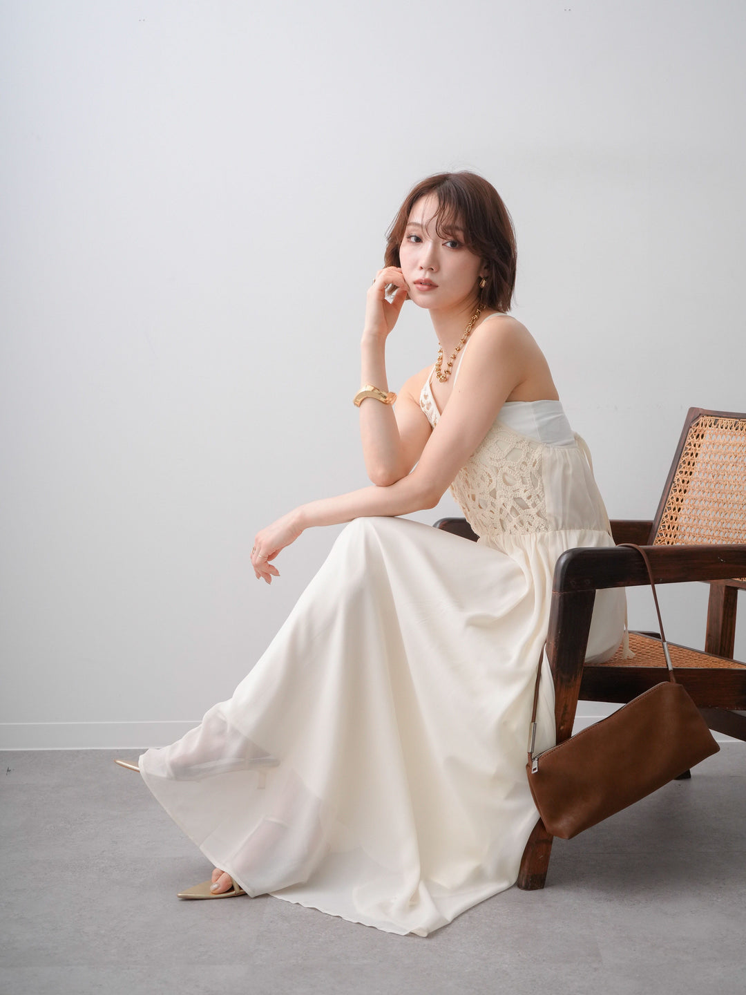 [SET]クロシェシフォンキャミワンピース+クロシェシフォンキャミワンピース(2set)