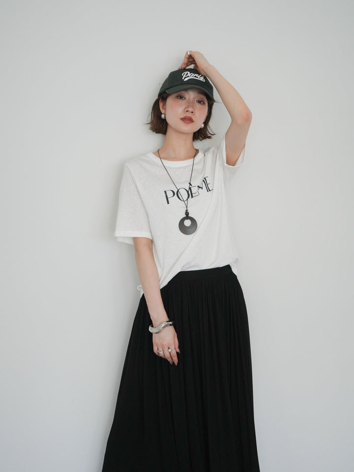 [予約]サークルネックレス付ロゴTシャツ/white