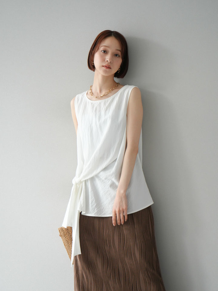 [SET] 前裹式無袖上衣+波浪滾邊緊身裙（2套）