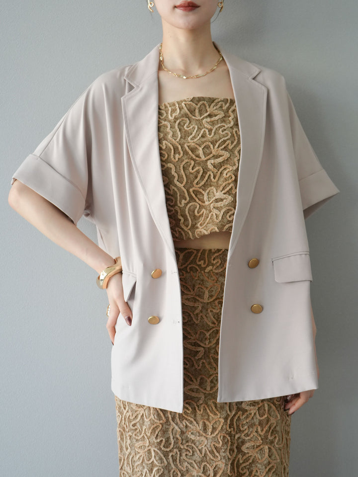 [預購] 金色扣款半身外套/米色