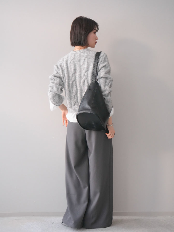 [予約]ウエストレースタックワイドパンツ/gray