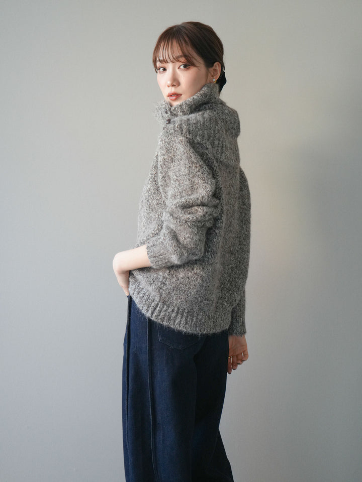 [予約]ネック付MIXニットアンサンブル/brown