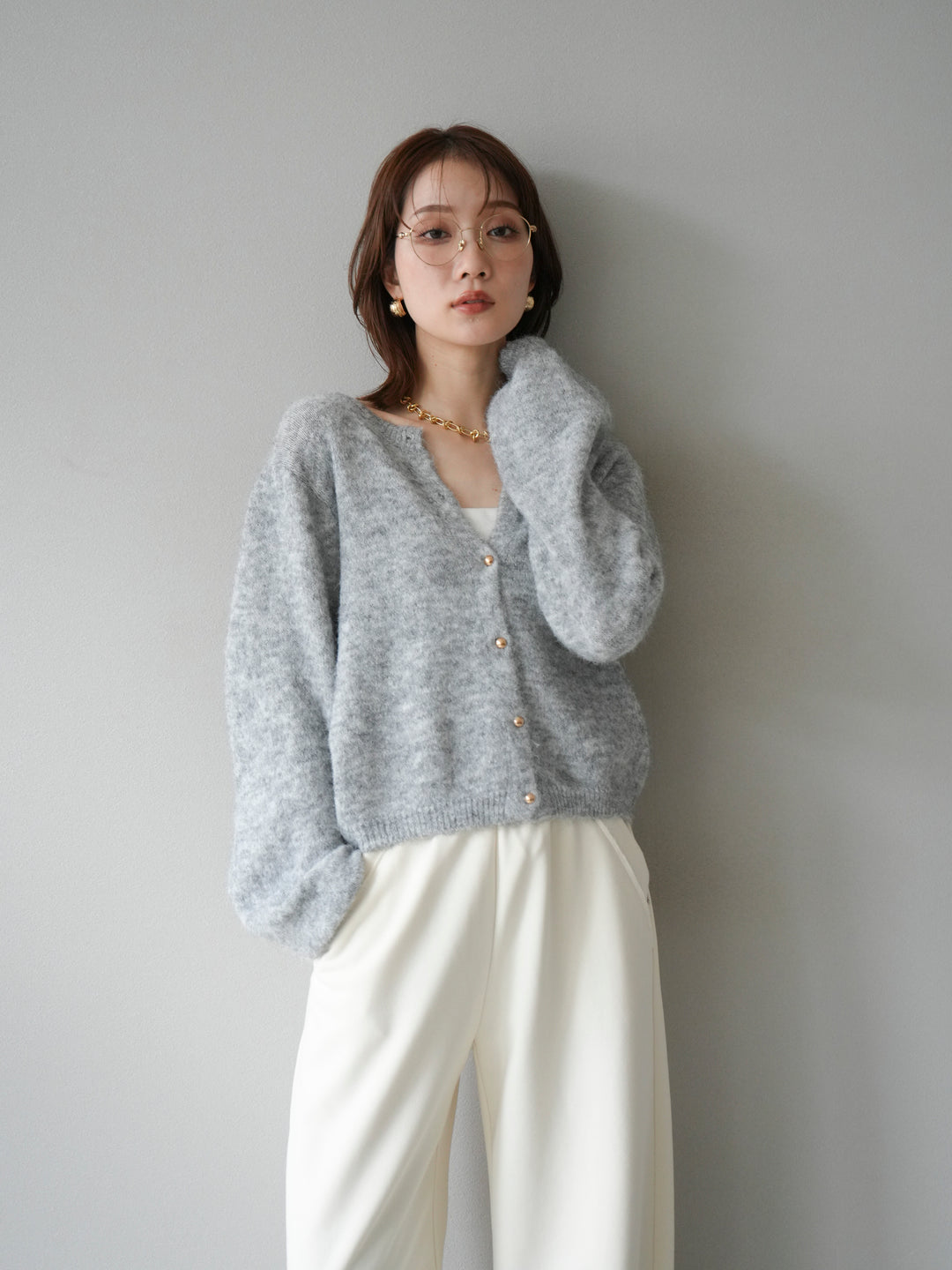 [SET]ゴールドボタンニットカーディガン+ゴールドボタンニットカーディガン(2set)