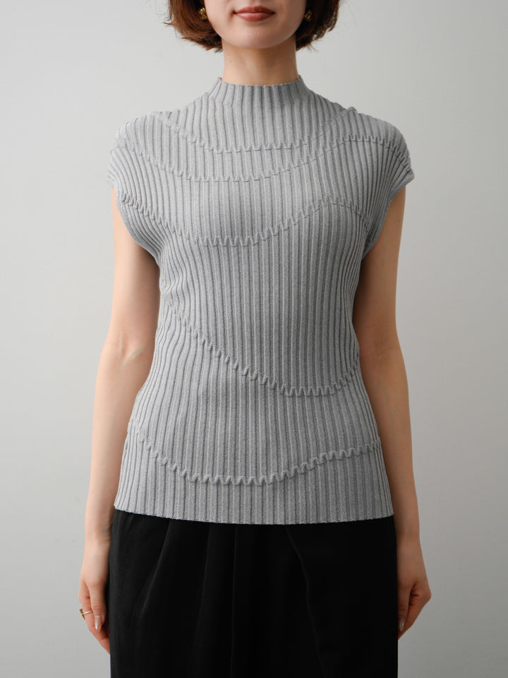 [予約]モードラインリブフレンチニットトップス/gray