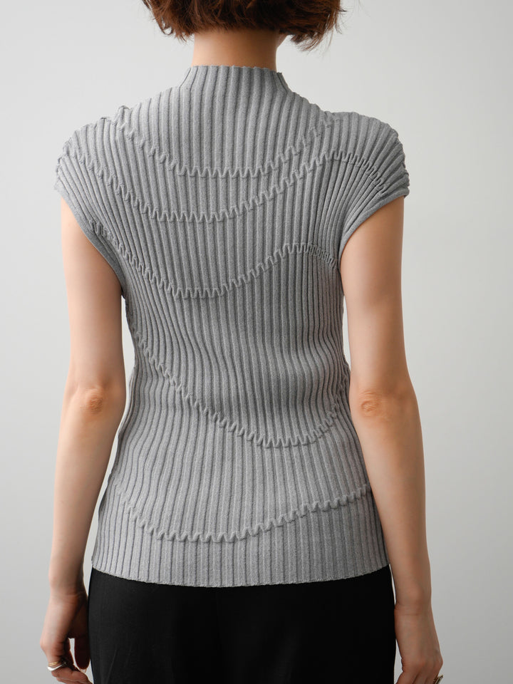 [予約]モードラインリブフレンチニットトップス/gray