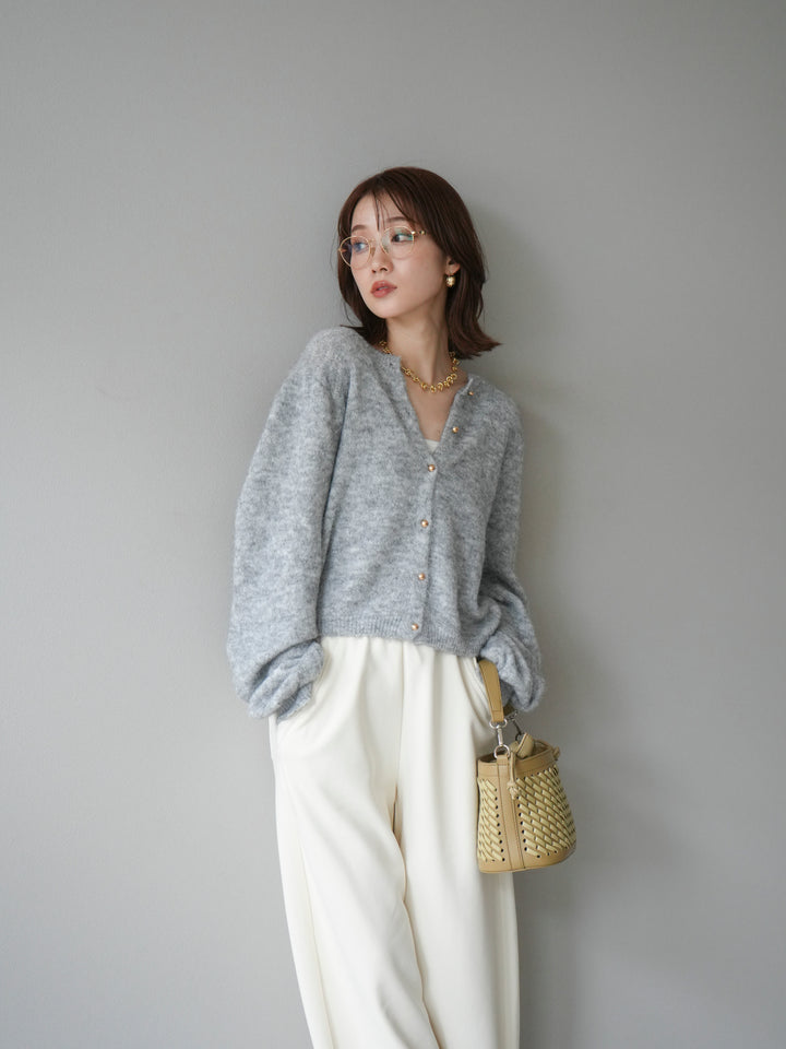 [予約]ゴールドボタンニットカーディガン/ gray