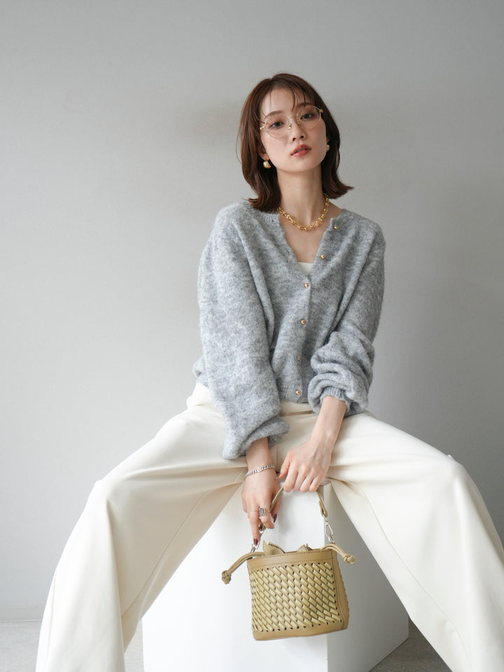 [予約]ゴールドボタンニットカーディガン/ gray