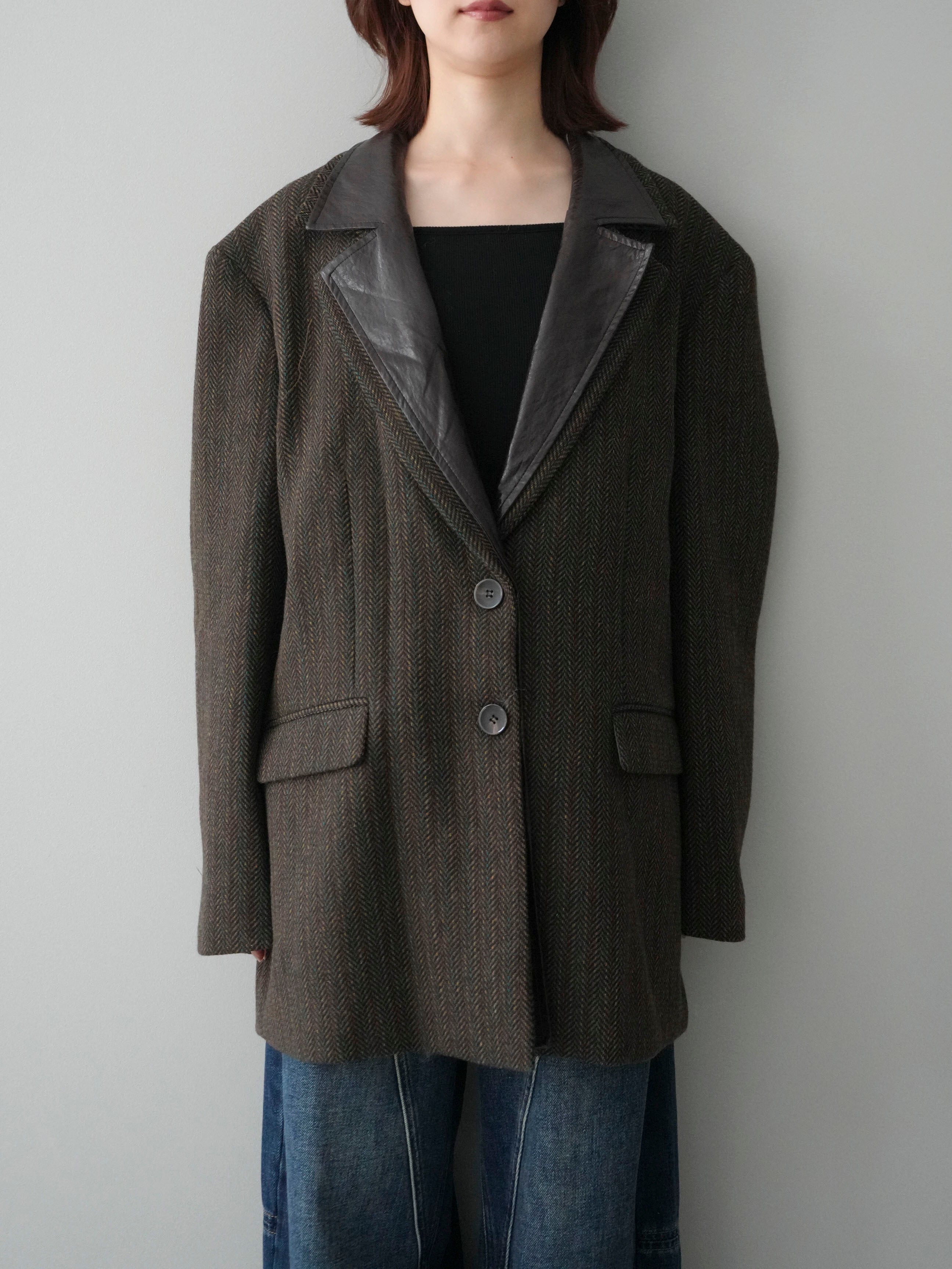 20%オフ]レイヤードデザインツイードテーラードジャケット/brown – Lumier