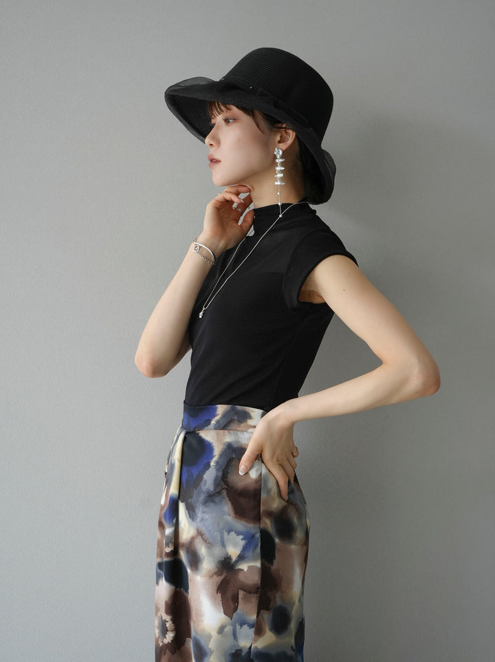 [SET]シアー切替ストレッチ長袖トップス+シアー切替ストレッチトップス(2set)