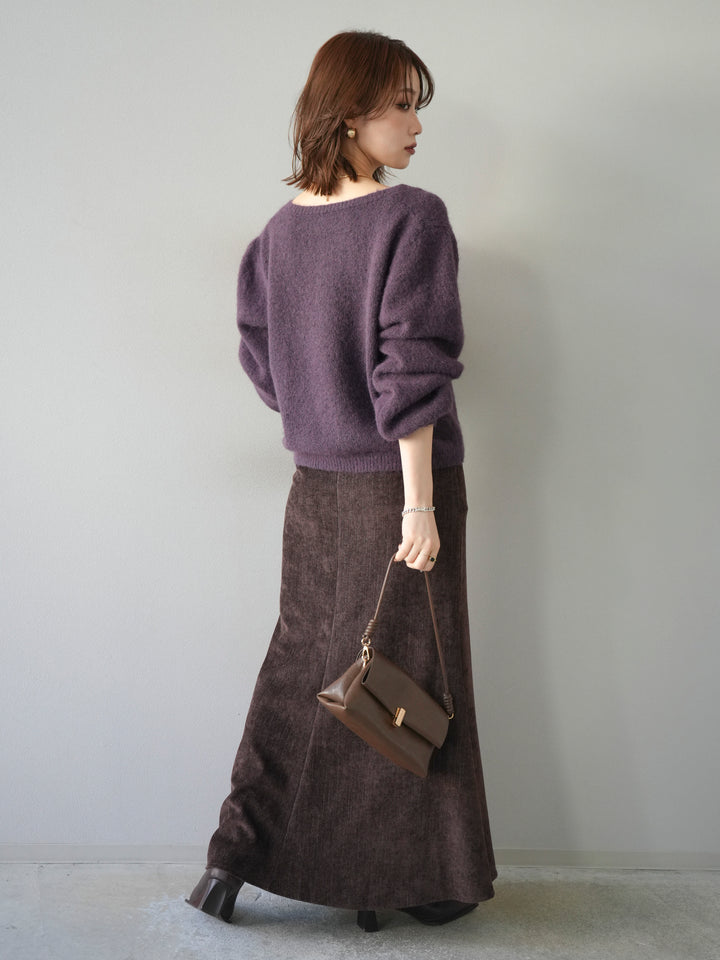 [SET]ゴールドボタンニットカーディガン+ベルベットマーメイドスカート(2set)