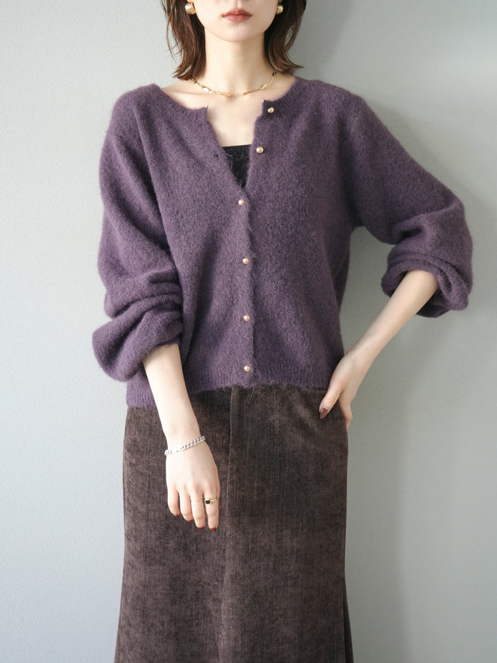 [SET]ゴールドボタンニットカーディガン+ベルベットマーメイドスカート(2set)