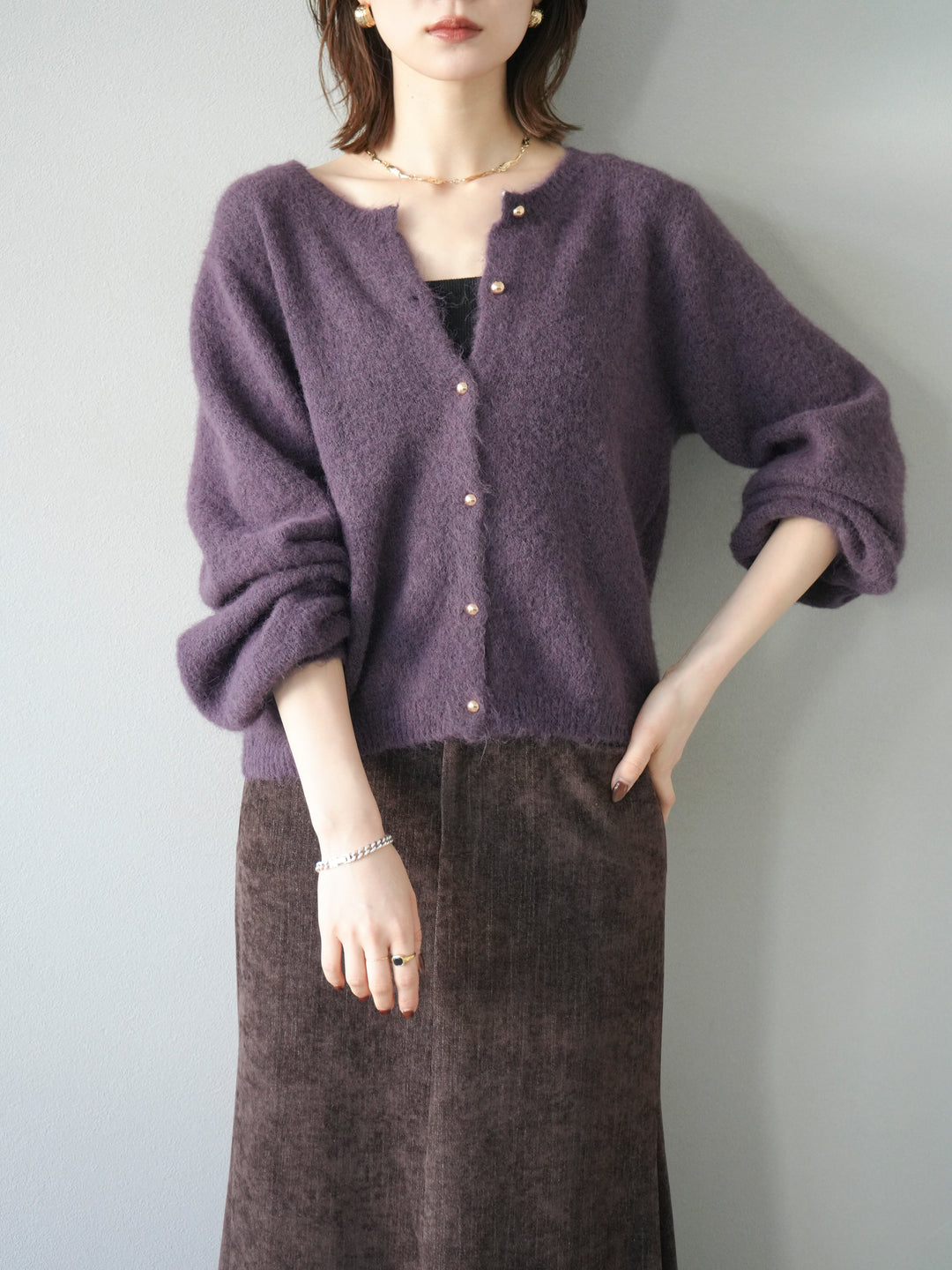 [SET]ゴールドボタンニットカーディガン+ゴールドボタンニットカーディガン(2set)