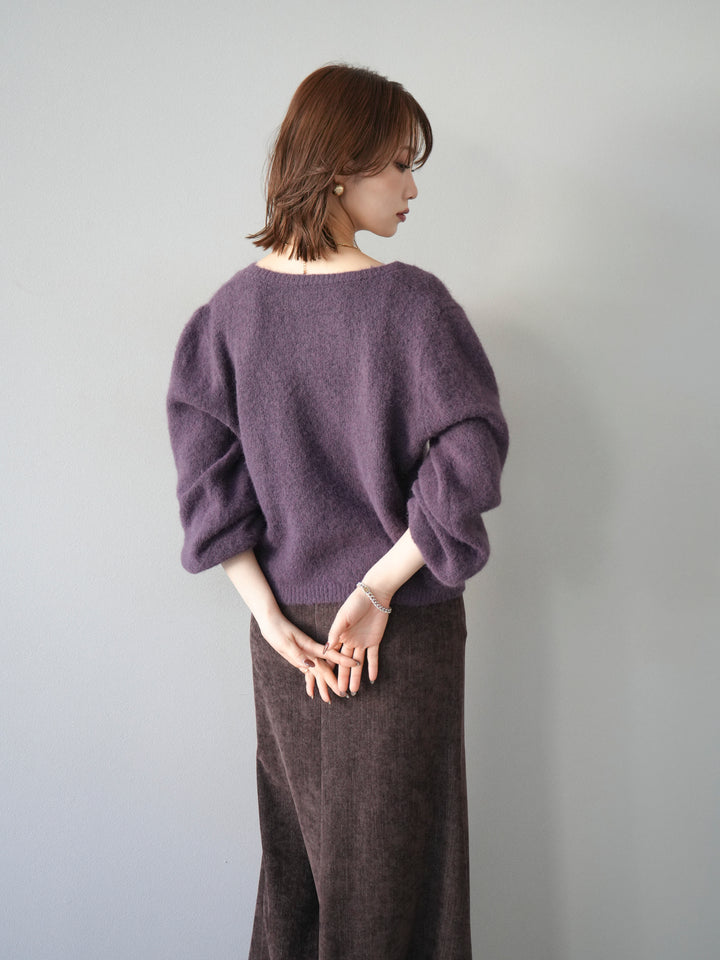 [予約]ゴールドボタンニットカーディガン/purple