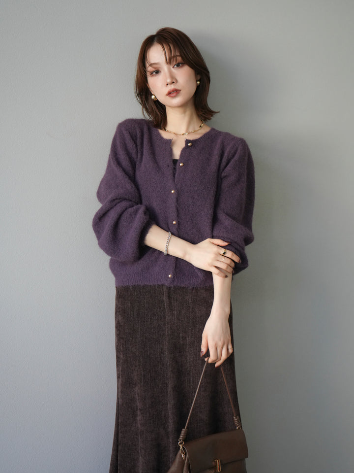 [予約]ゴールドボタンニットカーディガン/purple
