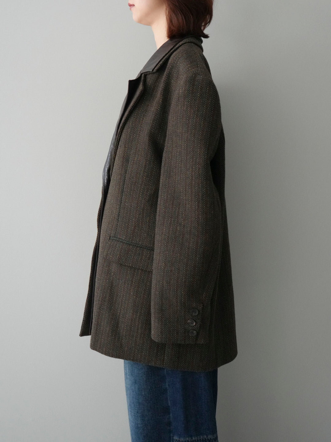 [20%オフ]レイヤードデザインツイードテーラードジャケット/brown