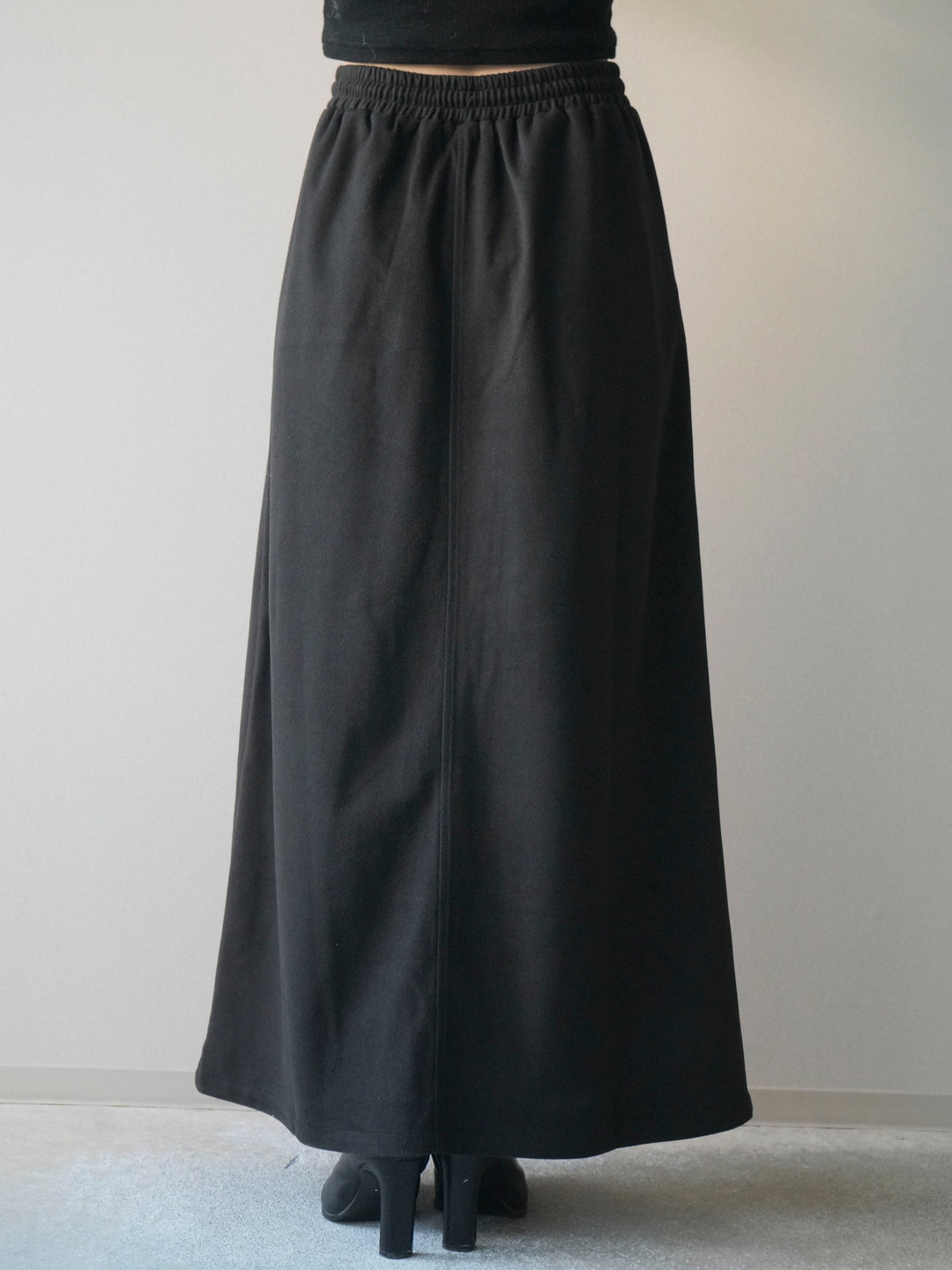 [予約]配色パイピングIラインスカート/black