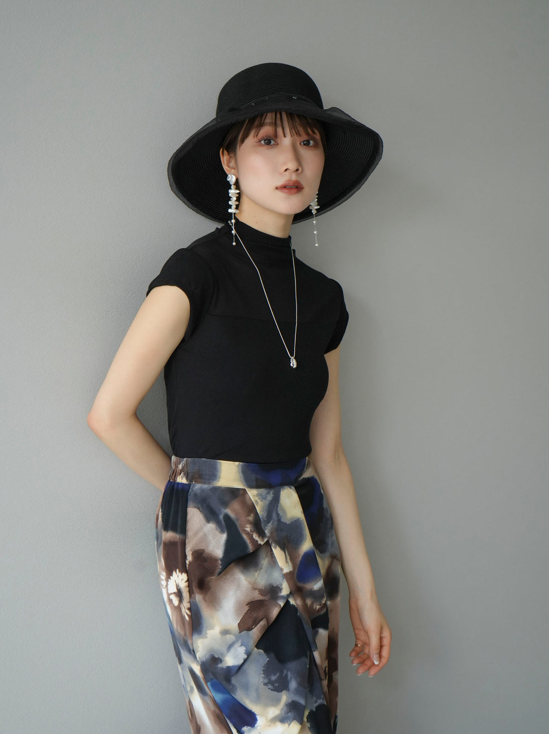 [SET]シアー切替ストレッチ長袖トップス+シアー切替ストレッチトップス(2set)