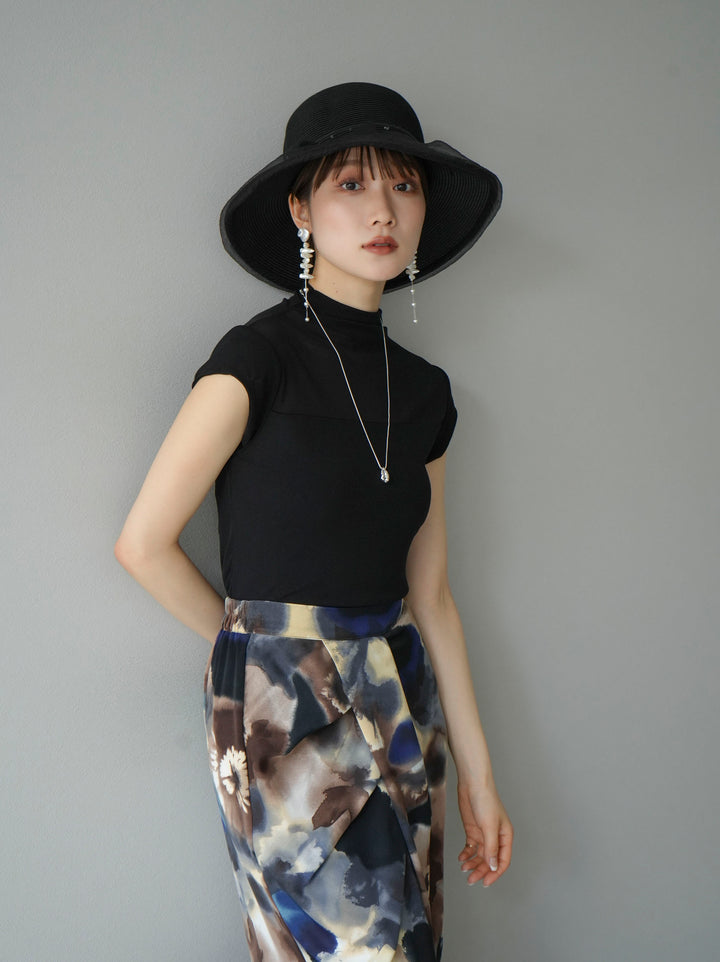 [SET]シアー切替ストレッチ長袖トップス+シアー切替ストレッチトップス(2set)