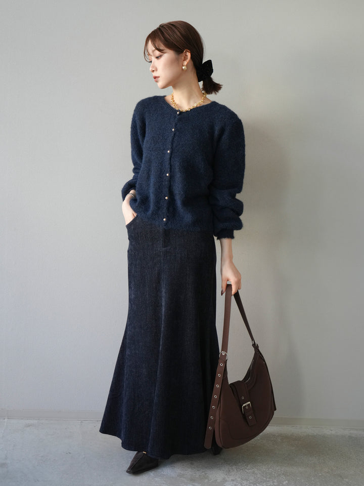 [予約]ゴールドボタンニットカーディガン/navy