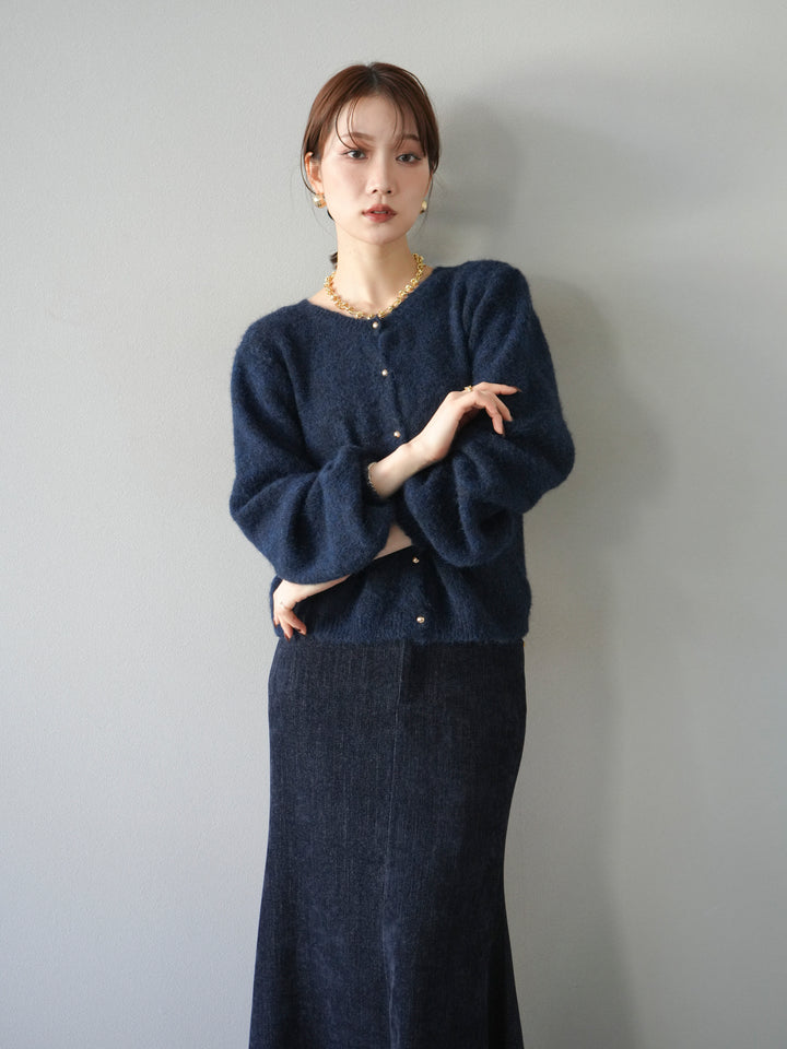 [予約]ゴールドボタンニットカーディガン/navy