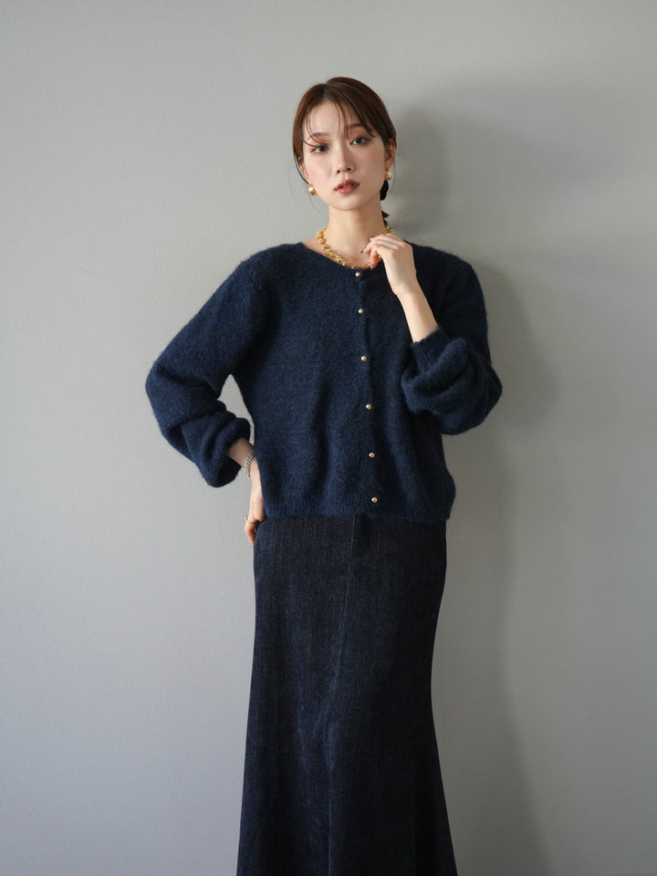 [予約]ゴールドボタンニットカーディガン/navy