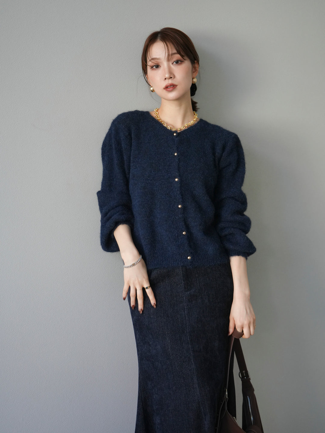 [SET]ゴールドボタンニットカーディガン+ゴールドボタンニットカーディガン(2set)